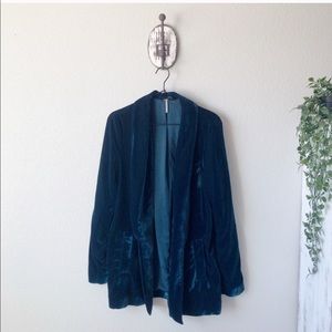 Free people Teal green velvet slouchy blazer